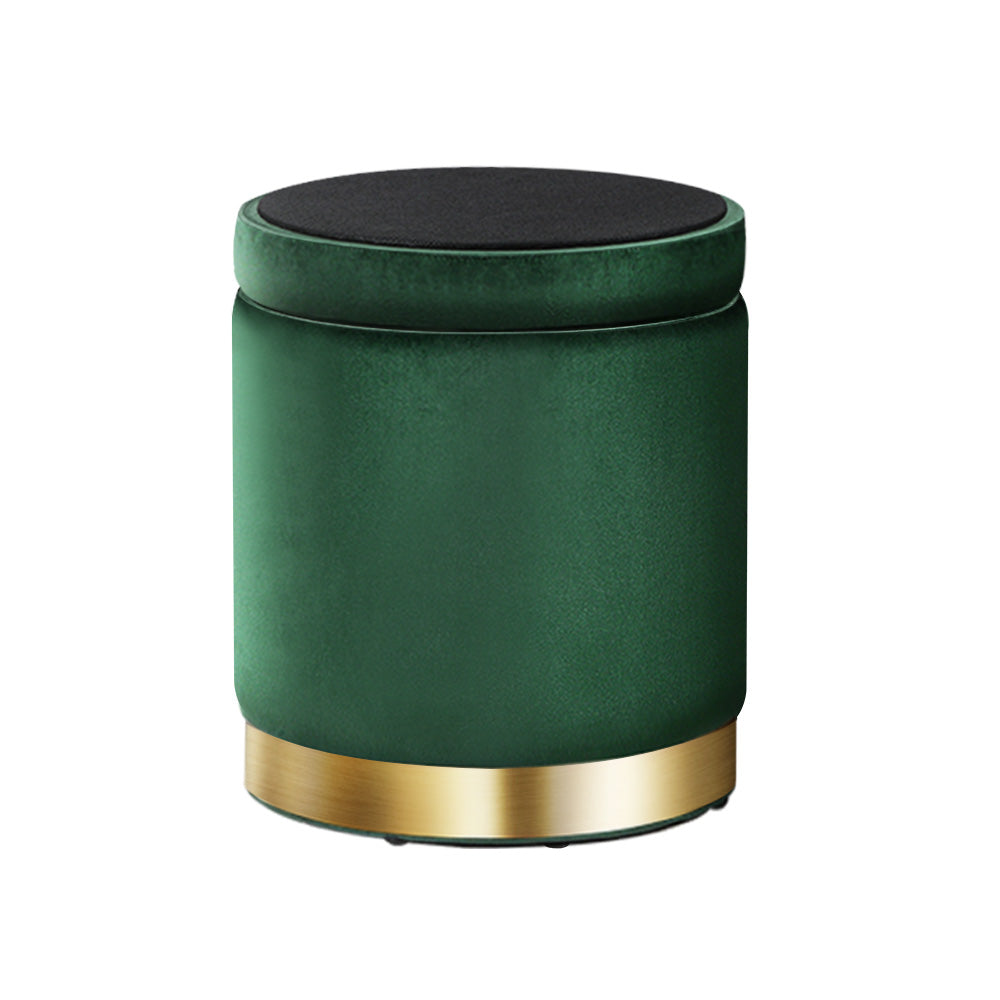 Artiss Velvet Ottoman Storage Footstool - Green, Stylish & Functional - SuperSaverAU - view 3