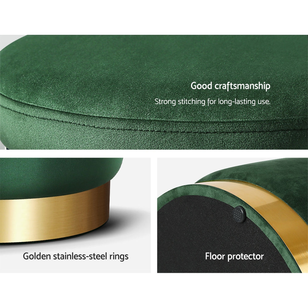 Artiss Velvet Ottoman Storage Footstool - Green, Stylish & Functional - SuperSaverAU - view 5