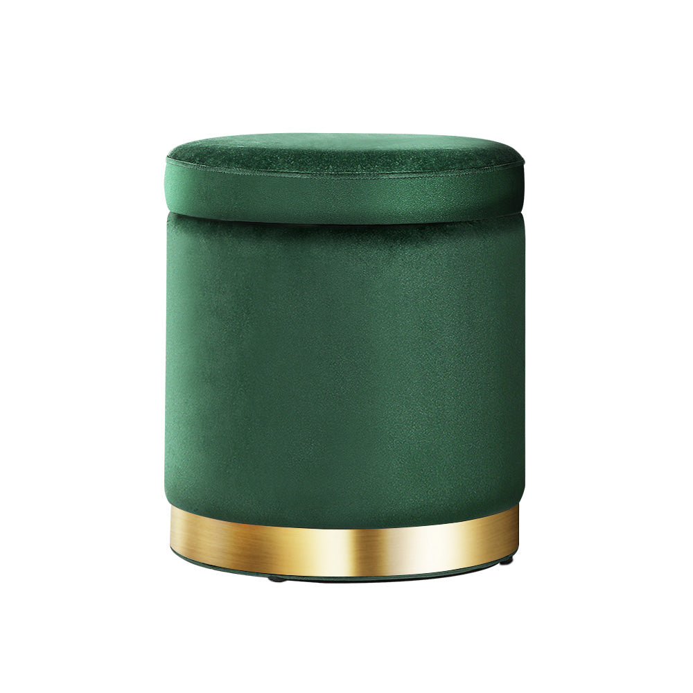 Artiss Velvet Ottoman Storage Footstool - Green, Stylish & Functional - SuperSaverAU - view 7