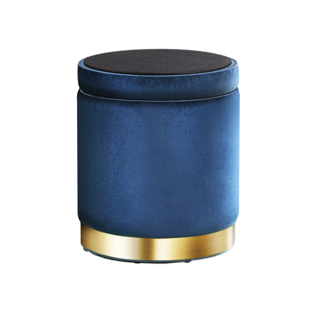 Artiss Velvet Ottoman Storage Footstool - Navy, Multifunctional Design