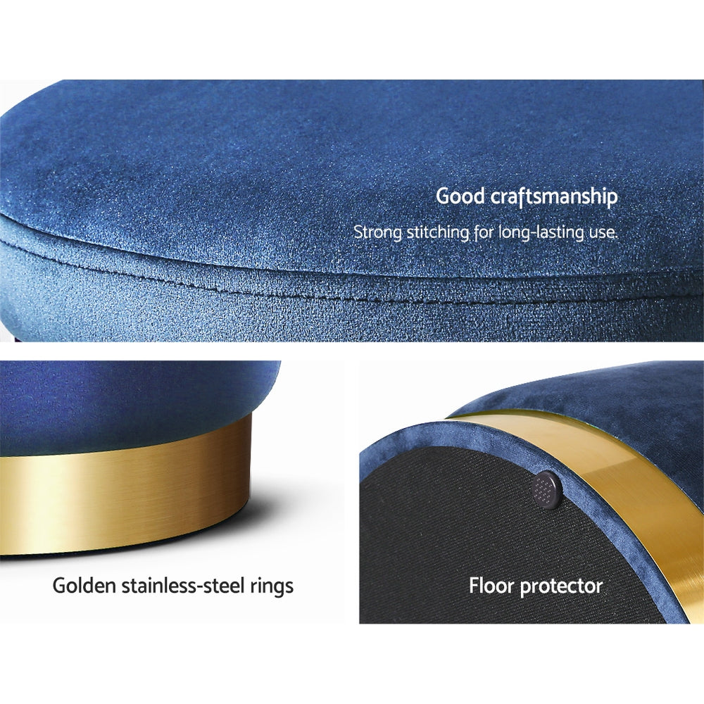 Artiss Velvet Ottoman Storage Footstool - Navy, Multifunctional Design