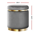 Artiss Round Velvet Foot Stool - Charcoal Grey - SuperSaverAU - view 2