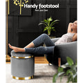 Artiss Round Velvet Foot Stool - Charcoal Grey - SuperSaverAU - view 4