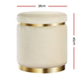 Artiss Round Velvet Foot Stool - Cream - SuperSaverAU - view 2