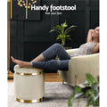 Artiss Round Velvet Foot Stool - Cream - SuperSaverAU - view 4