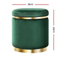 Artiss Round Velvet Foot Stool - Green - SuperSaverAU - view 2