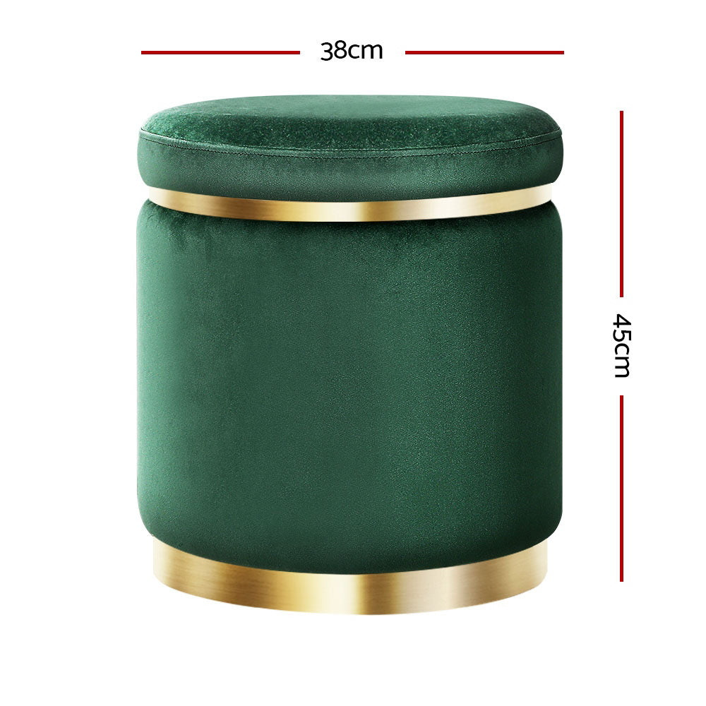 Artiss Round Velvet Foot Stool - Green