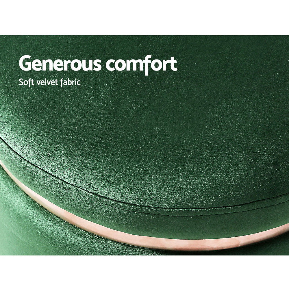 Artiss Round Velvet Foot Stool - Green