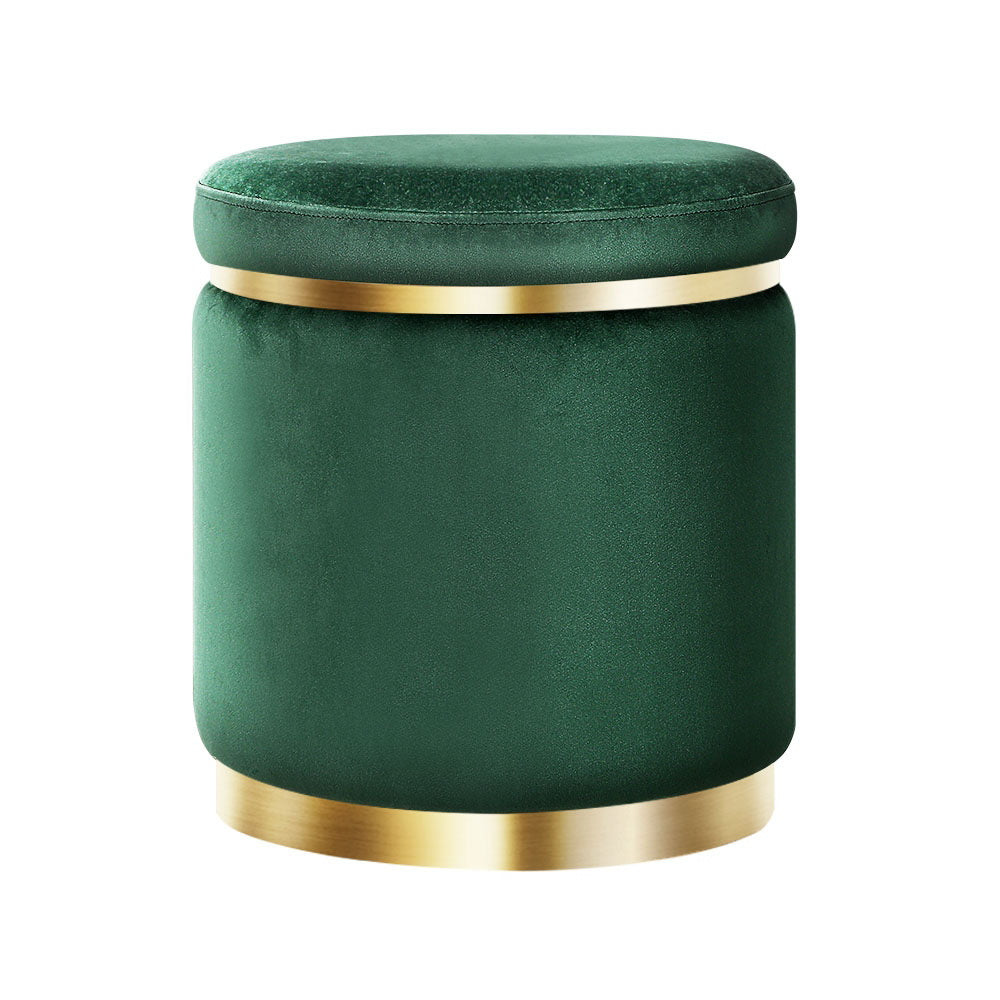Artiss Round Velvet Foot Stool - Green