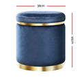 Artiss Round Velvet Foot Stool - Navy - SuperSaverAU - view 2