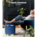 Artiss Round Velvet Foot Stool - Navy - SuperSaverAU - view 4