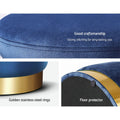 Artiss Round Velvet Foot Stool - Navy - SuperSaverAU - view 5