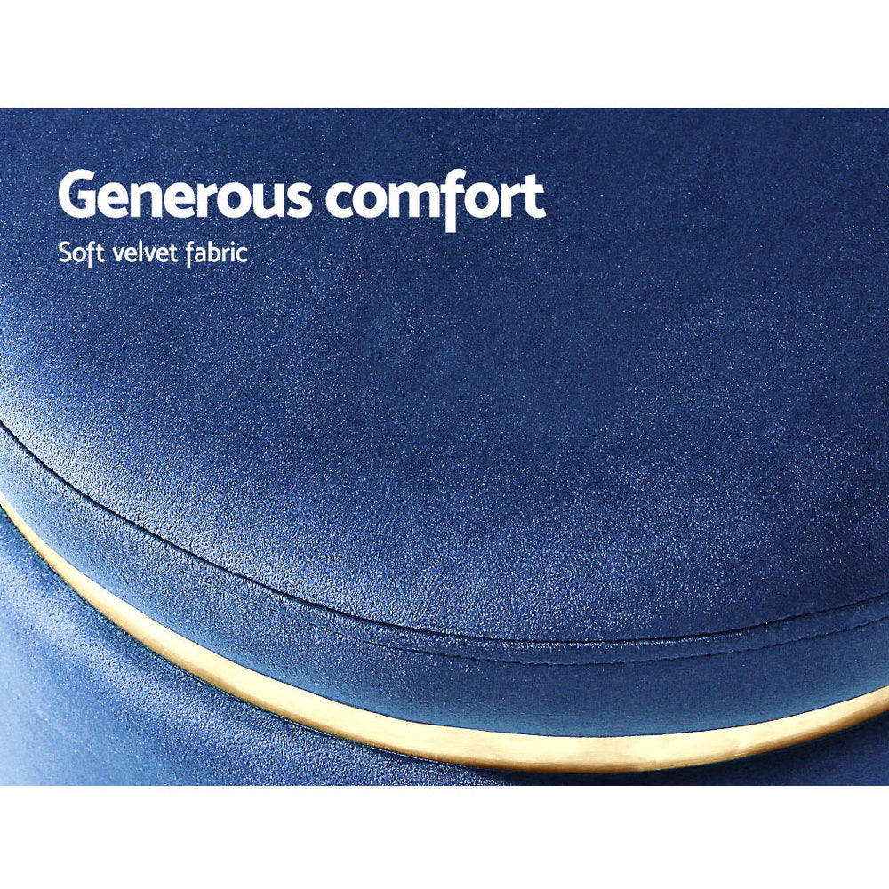 Artiss Round Velvet Foot Stool - Navy - SuperSaverAU - view 6