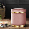 Artiss Round Velvet Foot Stool - Pink - SuperSaverAU - view 1