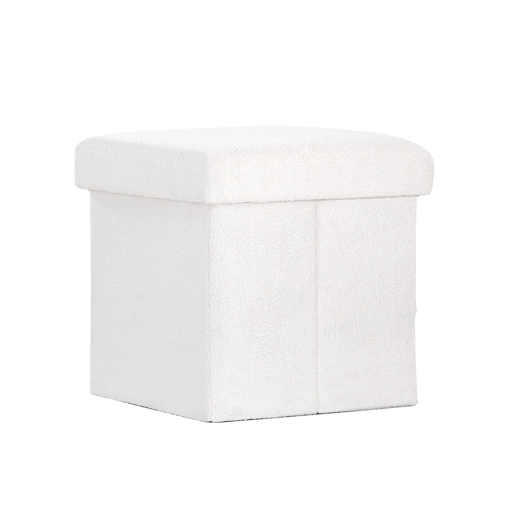 Artiss Janeska Ottoman Storage Foot Stool in White Teddy