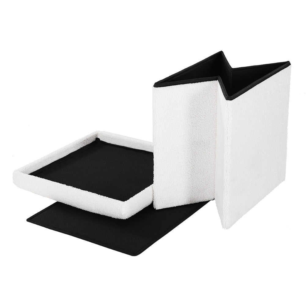 Artiss Janeska Ottoman Storage Foot Stool in White Teddy - SuperSaverAU - view 4