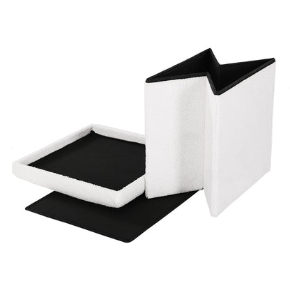 Artiss Janeska Ottoman Storage Foot Stool in White Teddy