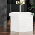 Artiss Janeska Ottoman Storage Foot Stool in White Teddy - SuperSaverAU - view 1