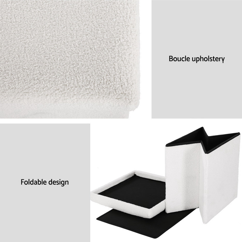 Artiss Janeska Ottoman Storage Foot Stool in White Teddy