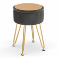 Artiss Round Velvet Footstool with Storage - Grey - SuperSaverAU - view 3