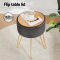 Artiss Round Velvet Footstool with Storage - Grey - SuperSaverAU - view 4