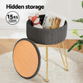 Artiss Round Velvet Footstool with Storage - Grey - SuperSaverAU - view 5