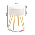 Artiss Round Velvet Storage Foot Stool - White, MDF Frame, Adjustable Legs - SuperSaverAU - view 2