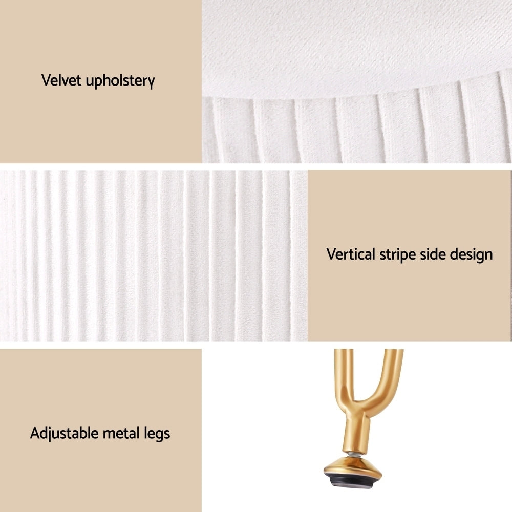 Artiss Round Velvet Storage Foot Stool - White, MDF Frame, Adjustable Legs - SuperSaverAU - view 6