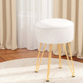 Artiss Round Velvet Storage Foot Stool - White, MDF Frame, Adjustable Legs - SuperSaverAU - view 1