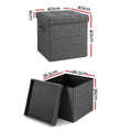 Artiss Footstool 40cm x 40cm x 40cm - Grey Faux Linen with Hidden Storage - SuperSaverAU - view 2