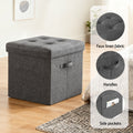 Artiss Footstool 40cm x 40cm x 40cm - Grey Faux Linen with Hidden Storage - SuperSaverAU - view 6