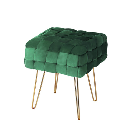 Artiss Cleo Ottoman Foot Stool - Woven Velvet Green
