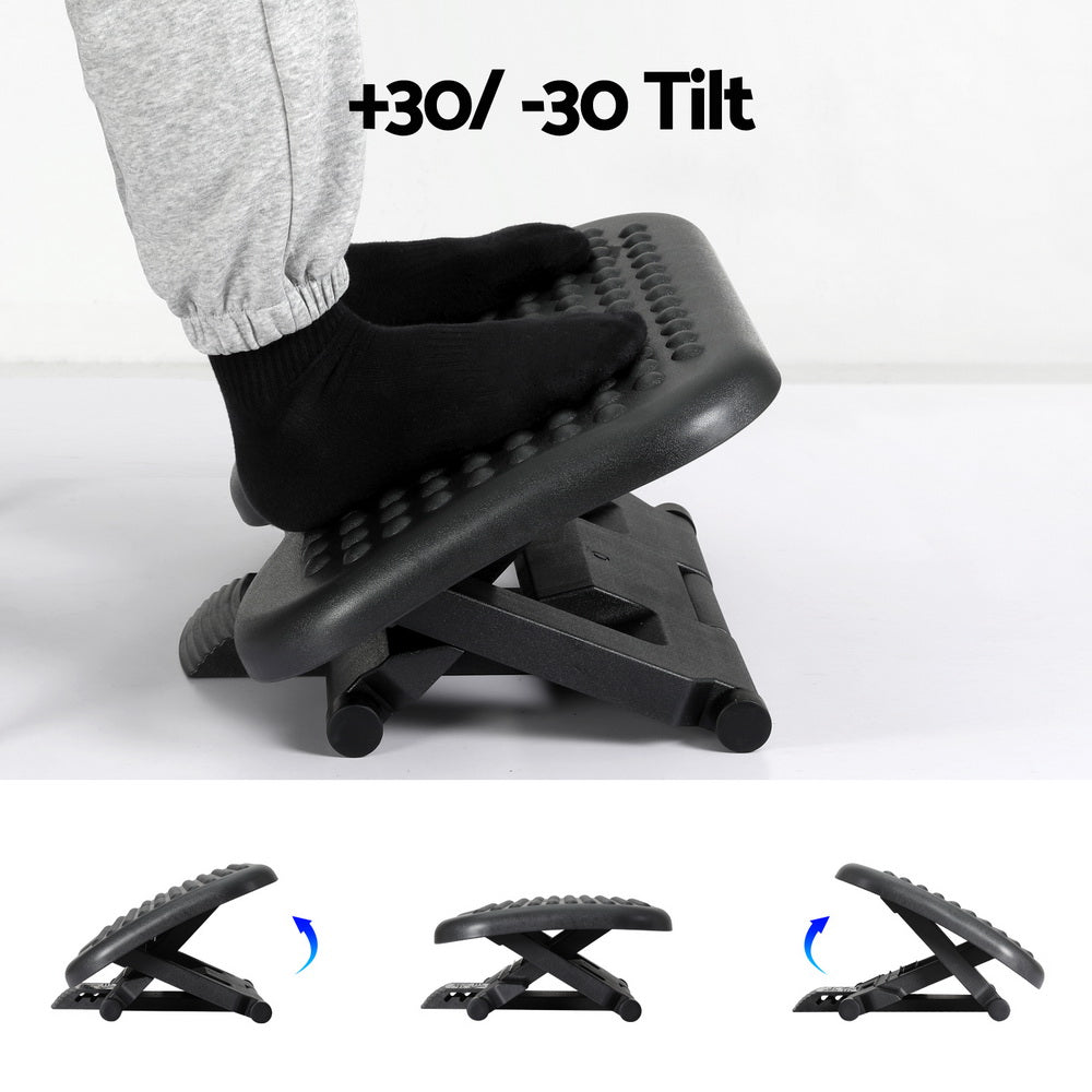 Artiss Adjustable Foot Rest Stool for Office Comfort Black - SuperSaverAU - view 5
