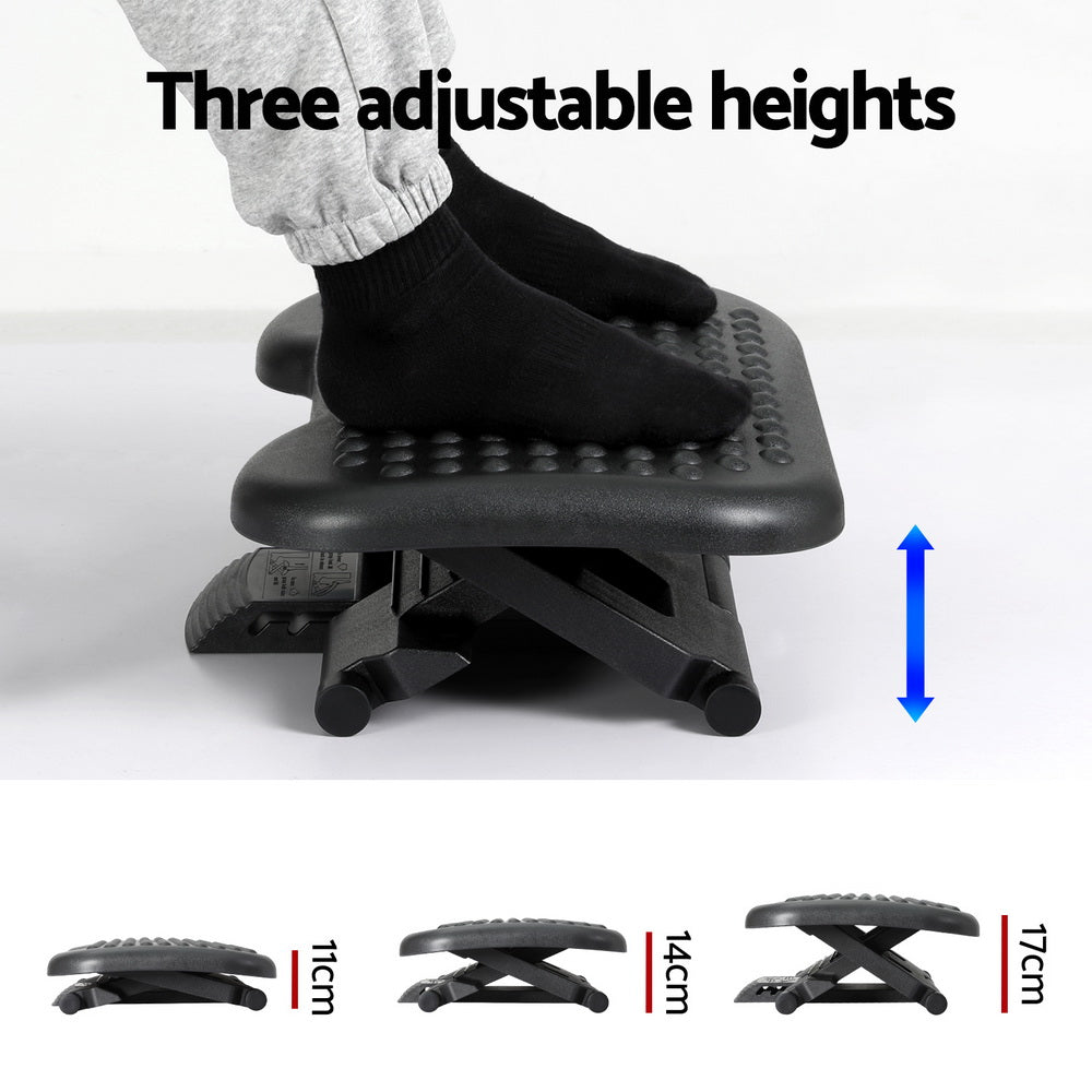 Artiss Adjustable Foot Rest Stool for Office Comfort Black