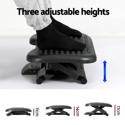 Artiss Adjustable Foot Rest Stool for Office Comfort Black