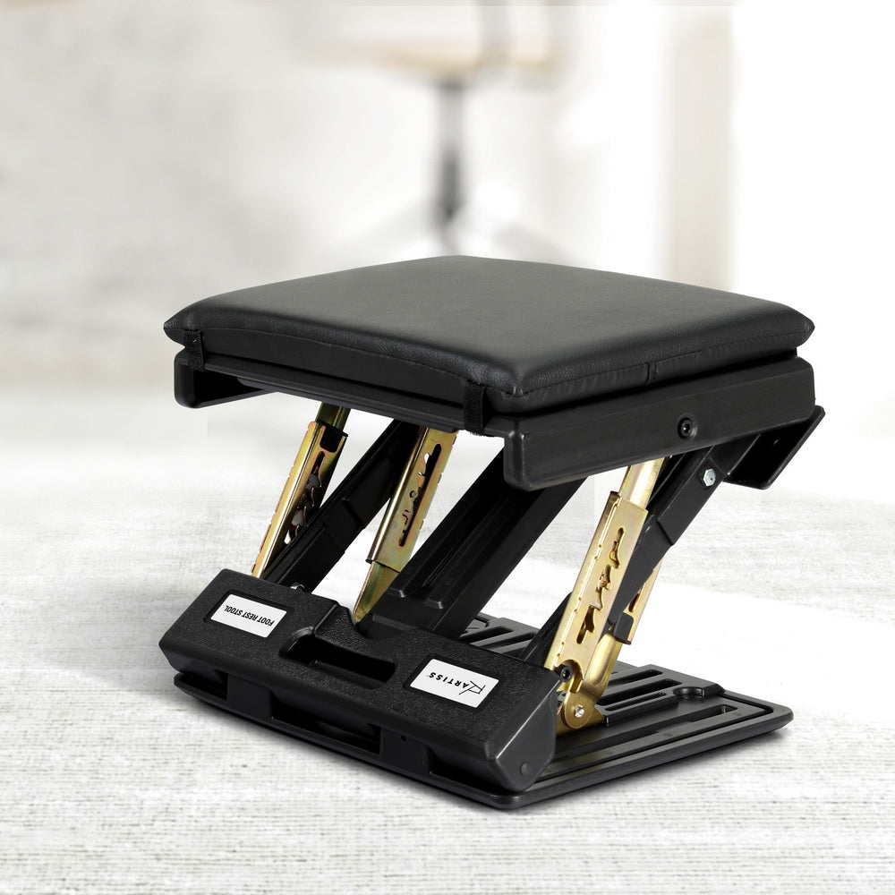 Artiss Black Under Desk Foot Rest Stool Adjustable Massage Footrest Pad