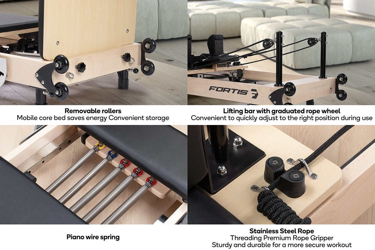 Fortis Premium Foldable Wooden Reformer Pilates Machine