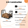 Gardeon Firewood Rack 48cm Heavy-Duty Outdoor Storage with Tools, Black - SuperSaverAU - view 4