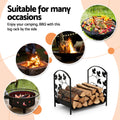 Gardeon Firewood Rack 48cm Heavy-Duty Outdoor Storage with Tools, Black - SuperSaverAU - view 5
