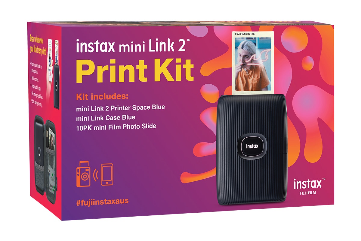 Fujifilm Instax Mini Link 2 Smartphone Printer Bundle (Space Blue)