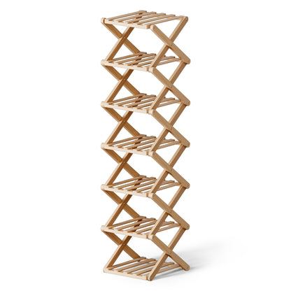 Artiss 7 Tier Bamboo Foldable Shoe Rack Organizer