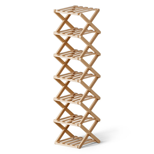 Artiss 7 Tier Bamboo Foldable Shoe Rack Organizer