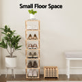 Artiss 7 Tier Bamboo Foldable Shoe Rack Entryway Organiser Pine Finish