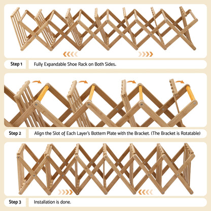 Artiss 7 Tier Bamboo Foldable Shoe Rack Organizer