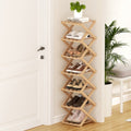 Artiss 7 Tier Bamboo Foldable Shoe Rack Entryway Organiser Pine Finish