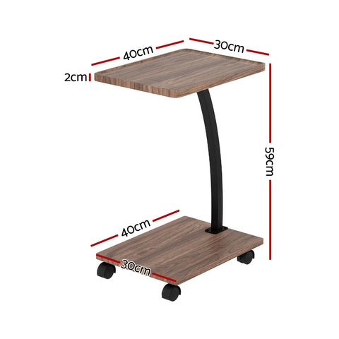 Artiss C-Shaped Coffee Table - Walnut Finish - SuperSaverAU - view 2