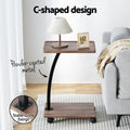 Artiss C-Shaped Coffee Table - Walnut Finish - SuperSaverAU - view 5