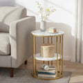Artiss Coffee Table 2-Tier Marble Finish White & Gold 40cm x 40cm x 54cm - SuperSaverAU - view 1