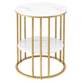 Artiss Coffee Table 2-Tier Marble Finish White & Gold 40cm x 40cm x 54cm - SuperSaverAU - view 2