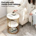 Artiss Coffee Table 2-Tier Marble Finish White & Gold 40cm x 40cm x 54cm - SuperSaverAU - view 4